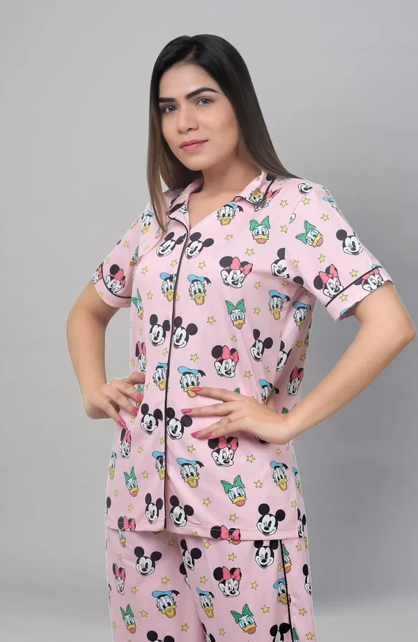 Zikigo_Women_pink_Printed_Shirt_And_Pyjama_Set