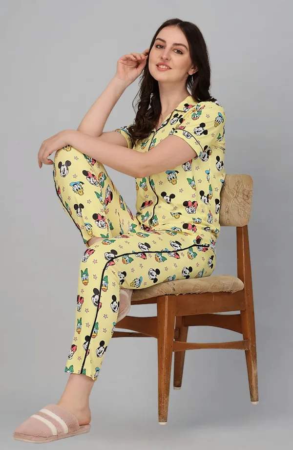 Zikigo_Women_Yellow_Printed_Shirt_And_Pyjama_Set