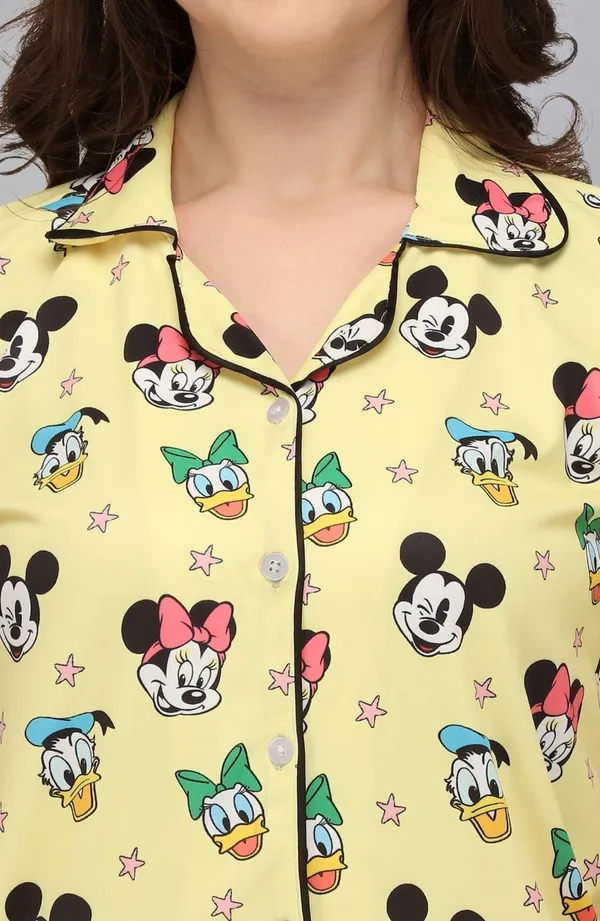 Zikigo_Women_Yellow_Printed_Shirt_And_Pyjama_Set