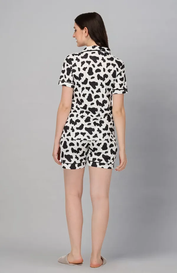 Women_White_Printed_Shirt_And_Shorts_Set