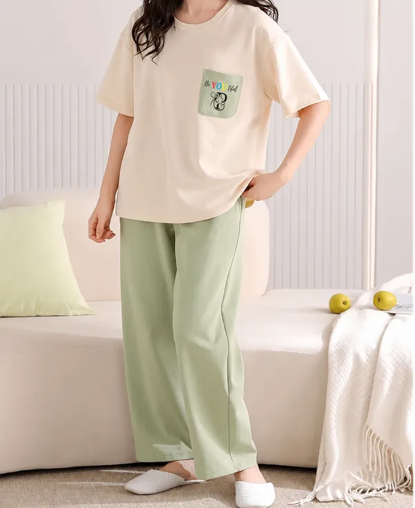 Womens_Minimal_Aesthetic_Co-Ord_Night_Suit_Set_|Women_Solid_Oversized_Night_Suit_Set_|_Half_Sleeve_T-Shirt_&_Straight_Pyjama_Set_for_Women