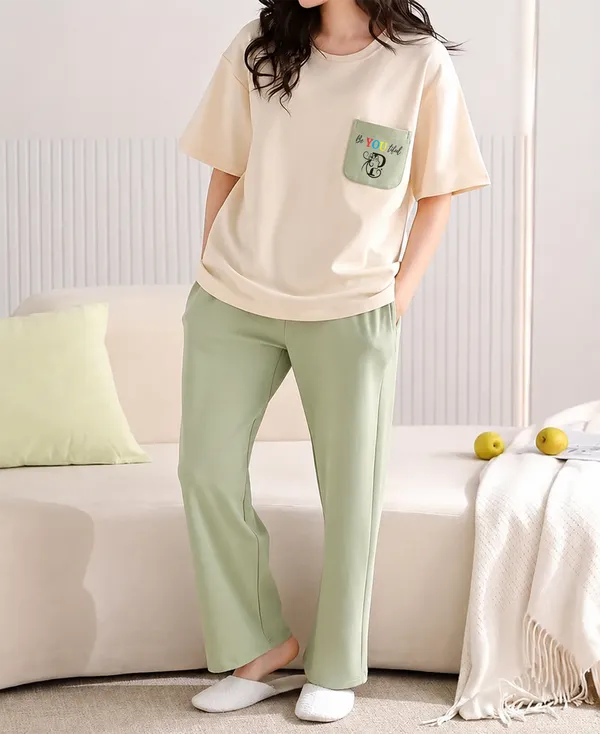 Womens_Minimal_Aesthetic_Co-Ord_Night_Suit_Set_|Women_Solid_Oversized_Night_Suit_Set_|_Half_Sleeve_T-Shirt_&_Straight_Pyjama_Set_for_Women