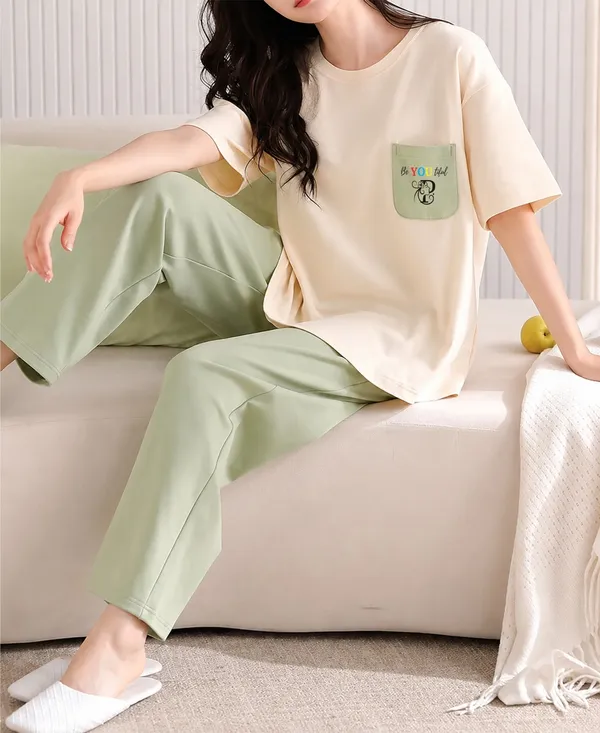 Womens_Minimal_Aesthetic_Co-Ord_Night_Suit_Set_|Women_Solid_Oversized_Night_Suit_Set_|_Half_Sleeve_T-Shirt_&_Straight_Pyjama_Set_for_Women