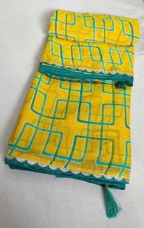 Yellow_Georgette_Bandhani_Embellished_Saree_For_Women