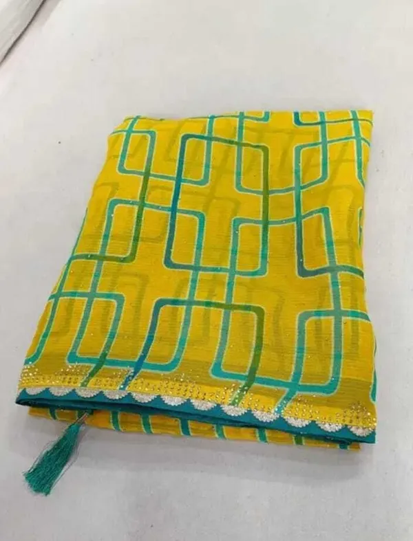 Yellow_Georgette_Bandhani_Embellished_Saree_For_Women