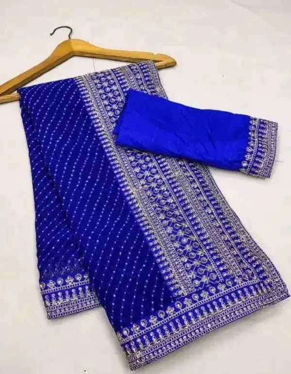 Blue_Georgette_Striped_Bollywood_Saree_For_Women