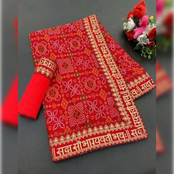 Red_Georgette_Bandhani_Printed_Saree_For_Women