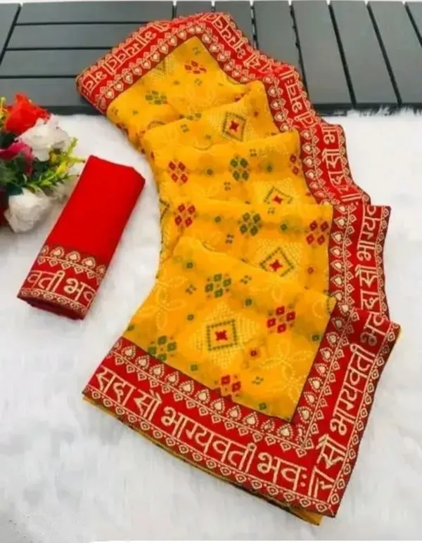 Mustard_Georgette_Bandhani_Printed_Saree_For_Women