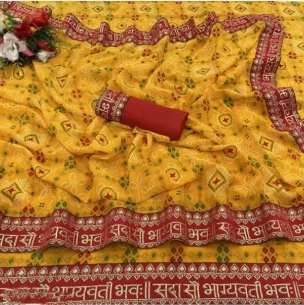 Mustard_Georgette_Bandhani_Printed_Saree_For_Women