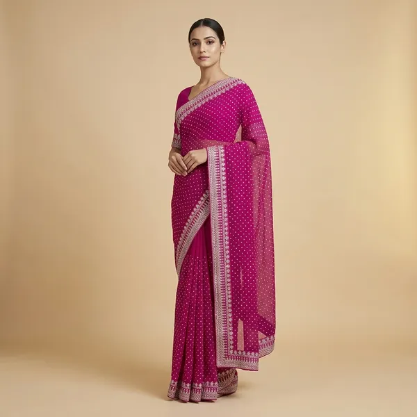 Pink_Georgette_Striped_Bollywood_Saree_For_Women