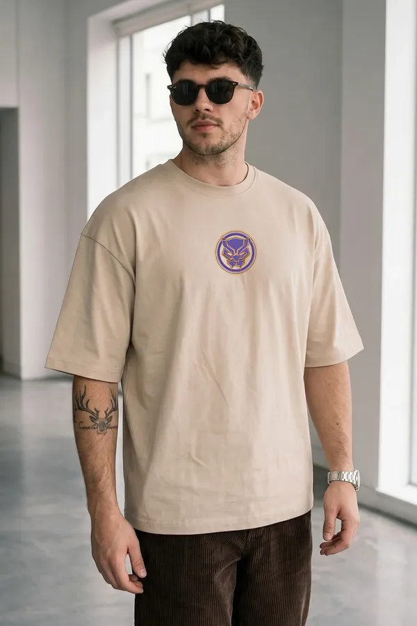 Beige_Men's_Cotton_Oversize_T_shirt
