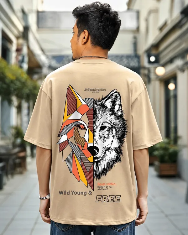 Beige_Men's_Cotton_Oversize_T_shirt