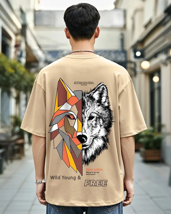 Beige_Men's_Cotton_Oversize_T_shirt