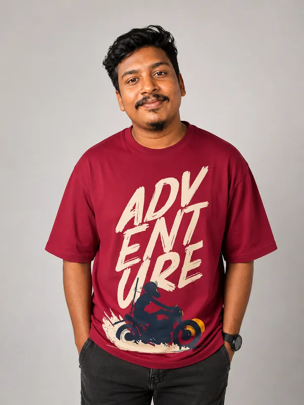 Maroon_Men's_Cotton_Oversize_T_shirt