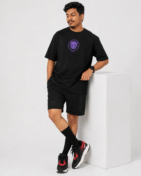 Black_And_Purple_Men's_Cotton_Oversize_T_shirt