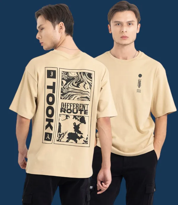 Beige_Men's_Cotton_Oversize_T_shirt