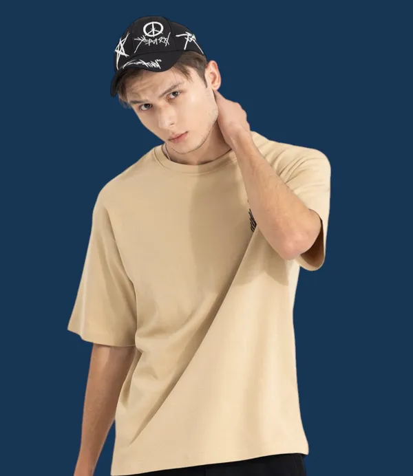 Beige_Men's_Cotton_Oversize_T_shirt