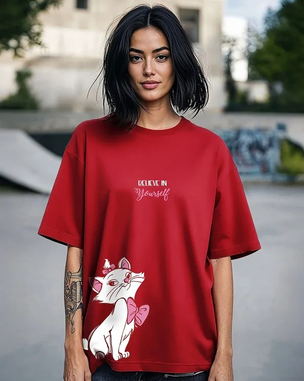 Red_Women's_Cotton_Oversize_T_shirt