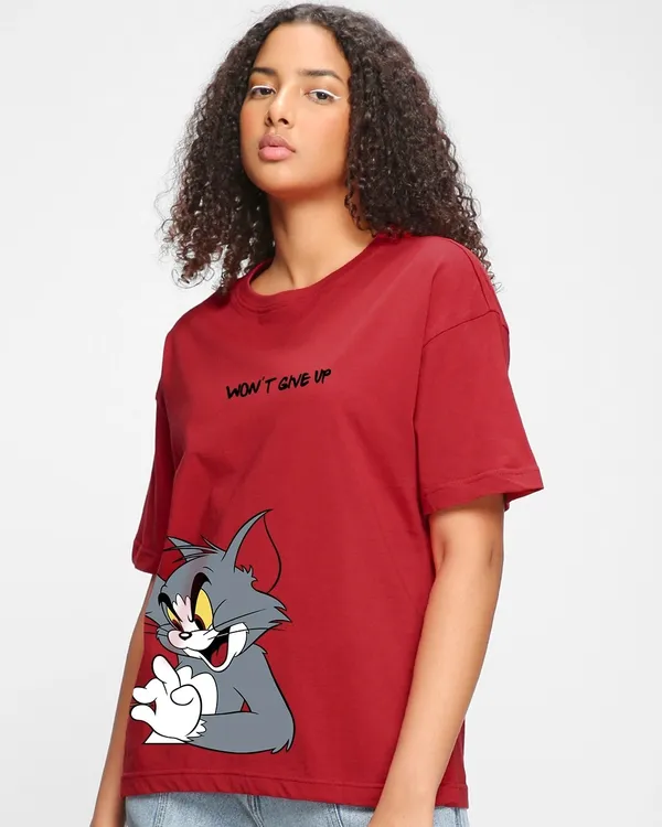 Red_Women's_Cotton_Oversize_T_shirt