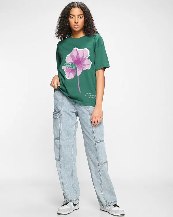 Dark_Green_Women's_Cotton_Oversize_T_shirt