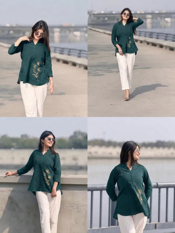 JAIPURISILK.COM_Women’s_Dark_Green_Embroidered_Straight_Kurta_with_Full_Sleeves