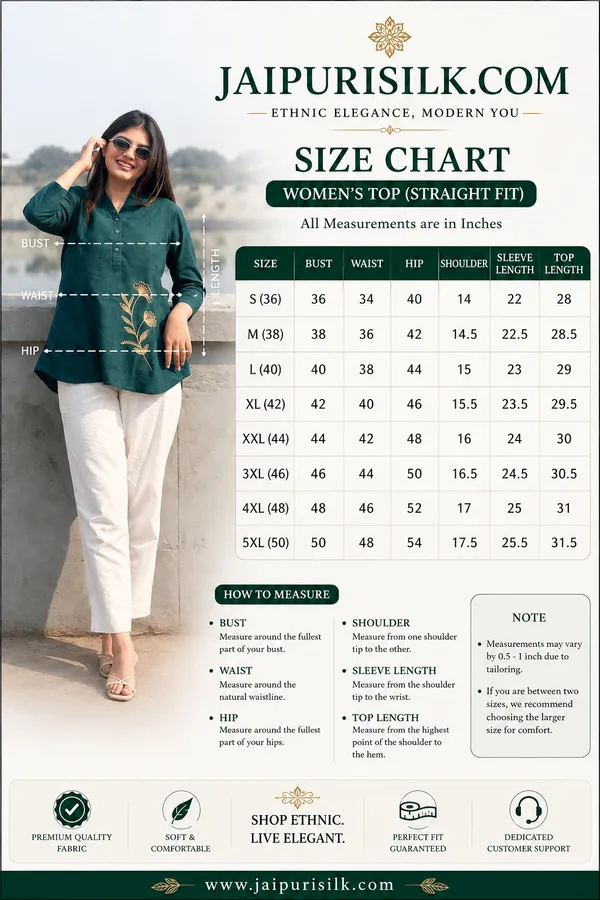 JAIPURISILK.COM_Women’s_Dark_Green_Embroidered_Straight_Kurta_with_Full_Sleeves