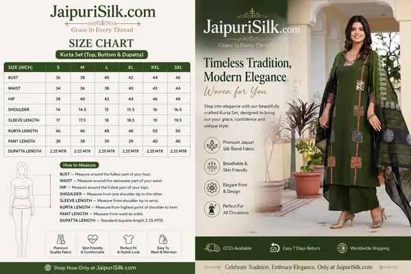 JaipuriSilk_Olive_Green_Printed_Kurta_Pant_Set_with_Designer_Dupatta_for_Women