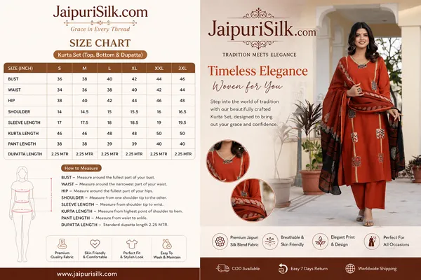 JaipuriSilk_Rust_Orange_Printed_Kurta_Pant_Dupatta_Set_for_Women