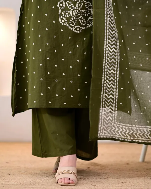 JaipuriSilk.com_Women's_Olive_Green_Bandhani_Printed_Cotton_Kurta_Pant_Set_with_Cotton_Dupatta_|_Traditional_Ethnic_Wear_|_Festive_&_Casual_Suit_Set