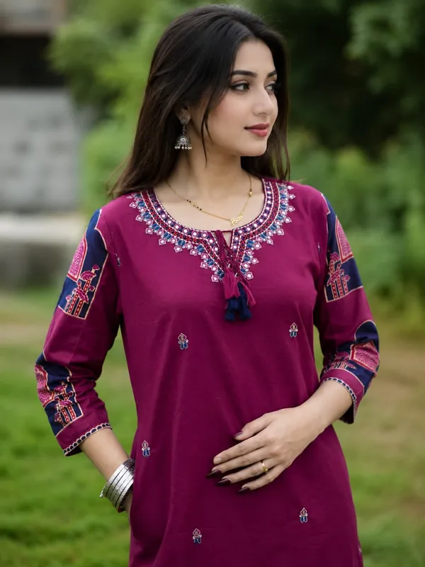 Women's_Magenta_Embroidered_Kurta_Set_with_Palazzo_&_Dupatta