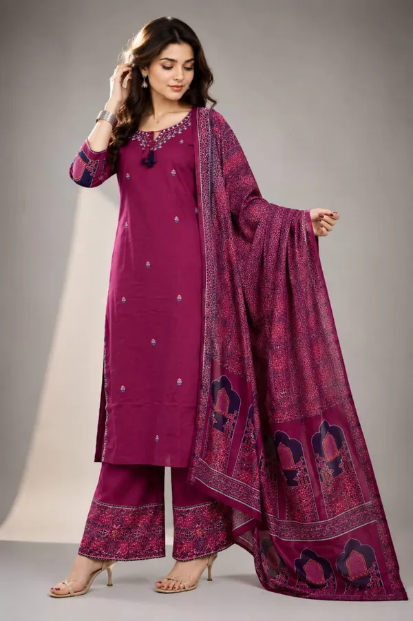 Women's_Magenta_Embroidered_Kurta_Set_with_Palazzo_&_Dupatta