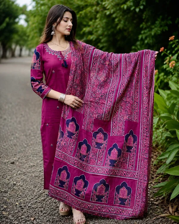 Women's_Magenta_Embroidered_Kurta_Set_with_Palazzo_&_Dupatta