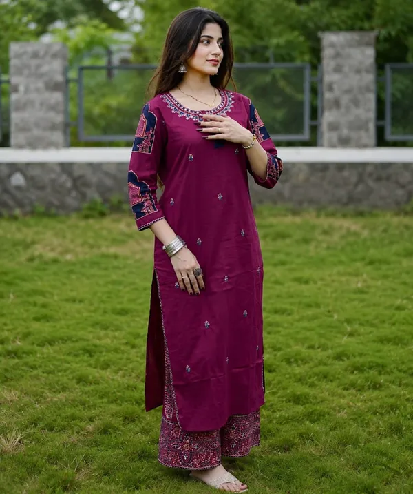 Women's_Magenta_Embroidered_Kurta_Set_with_Palazzo_&_Dupatta