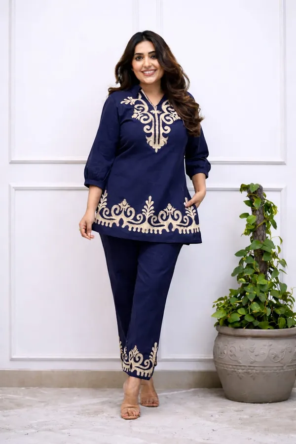 Radhe_blue_cord_set
