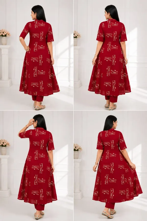 jaipuriSilk_Women’s_Maroon_Printed_A-Line_Kurta_Set_with_Straight_Pants_|_Ethnic_Wear_for_Women