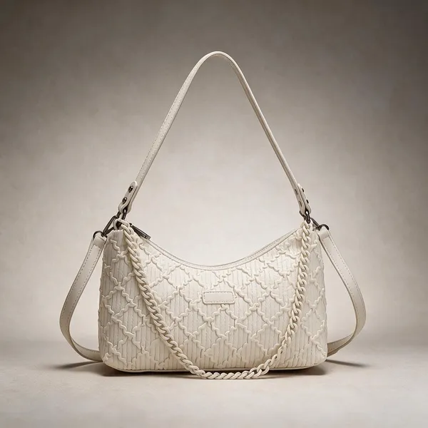 White_Textured_Shoulder_Bag