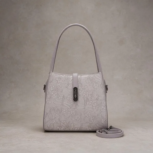 Grey_Embossed_Floral_Shoulder_Handbag_for_Women