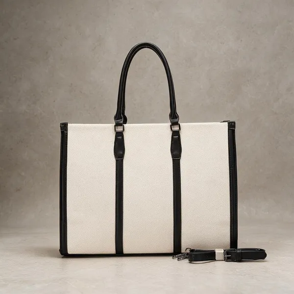 Cream_Structured_Tote_Handbag_With_Shoulder_Strap