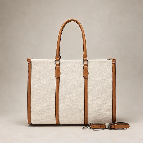 Cream_Structured_Tote_Handbag_With_Shoulder_Strap