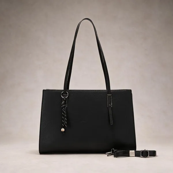 Black_Structured_Tote_Handbag_With_Detachable_Strap