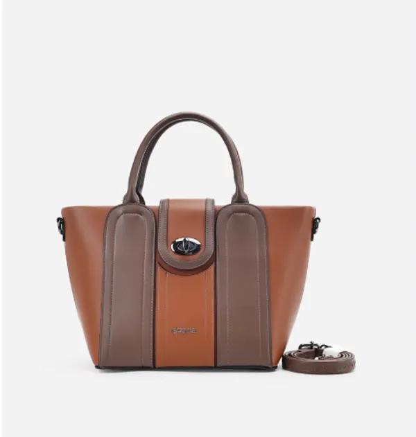 Brown_Colorblock_Structured_Handbag