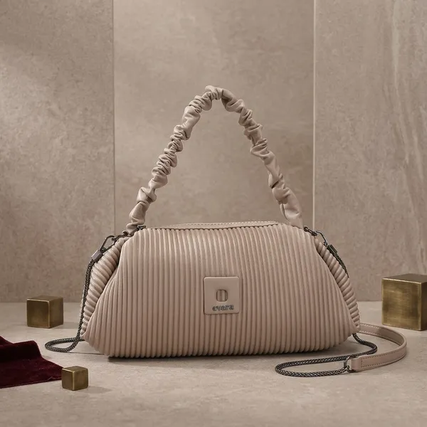 Beige_Ribbed_Textured_Ruched_Handle_Shoulder_Bag_for_Women
