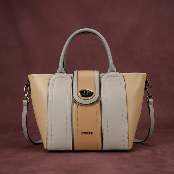 Evara_Beige_Structured_Tote_Handbag_with_Turn_Lock_Closure
