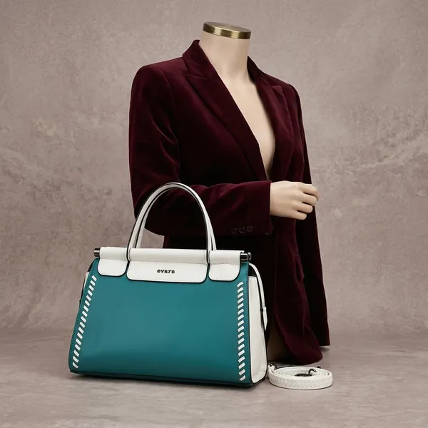 Teal_White_Contrast_Whipstitch_Structured_Handbag_for_Women