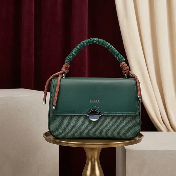 Green_Textured_Handbag_with_Woven_Handle_for_Women
