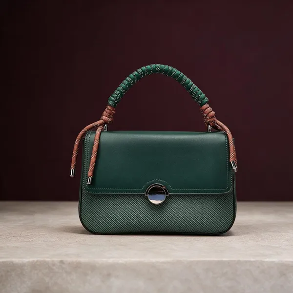 Green_Textured_Handbag_with_Woven_Handle_for_Women