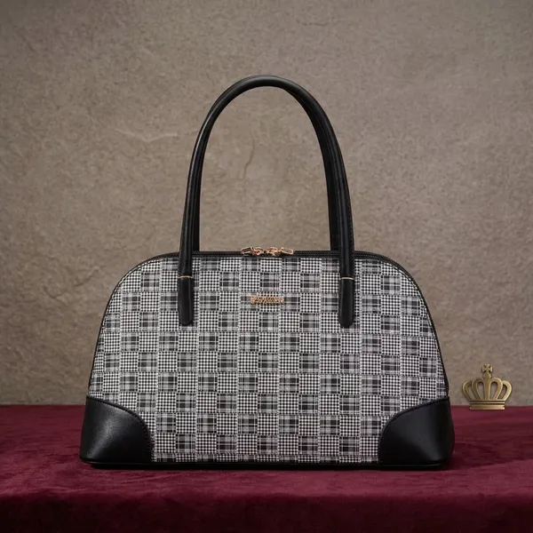Black_and_White_Checkered_Pattern_Dome_Handbag_for_Women