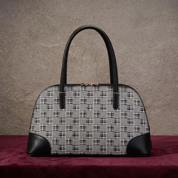 Black_and_White_Checkered_Pattern_Dome_Handbag_for_Women