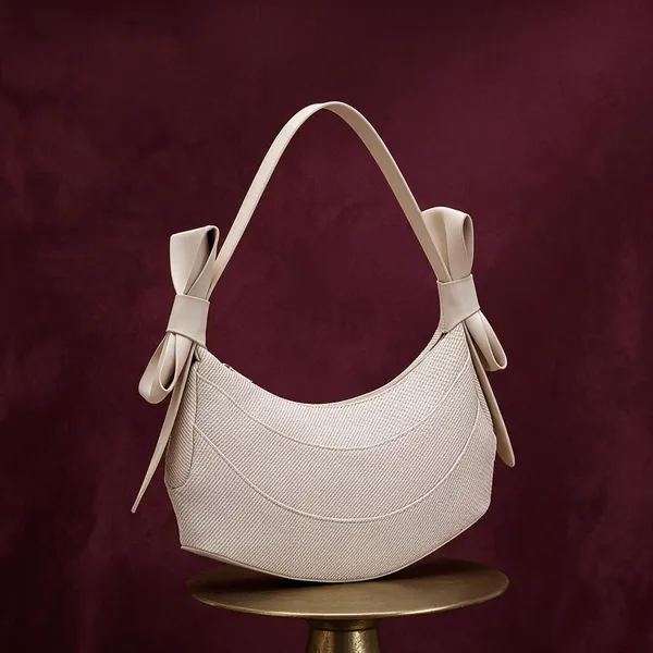 White_Textured_Crescent_Hobo_Bag_for_Women