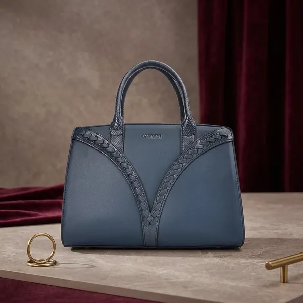 Navy_Blue_Leather_Textured_Trim_Handbag_for_Women